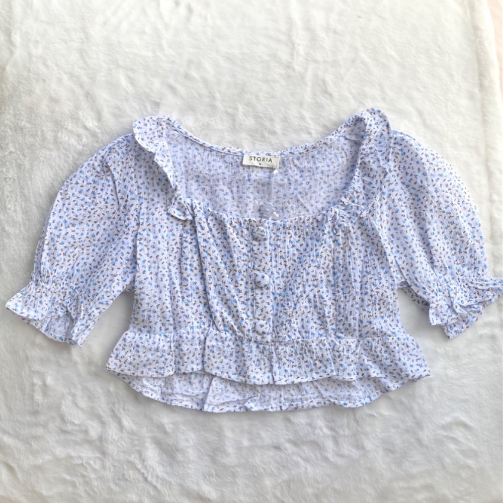 Red Dress Boutique Blue and White Floral Crop Top - Picture 5 of 13